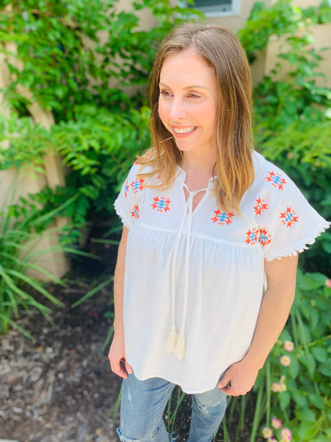 Aztec Embroidered Blouse