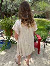 Load image into Gallery viewer, Linen Blend Short Sleeve Ruffle Hem Dress
