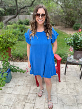 Load image into Gallery viewer, Linen Blend Short Sleeve Ruffle Hem Dress
