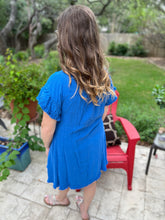 Load image into Gallery viewer, Linen Blend Short Sleeve Ruffle Hem Dress
