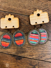 Load image into Gallery viewer, Serape Oval Earring with Iridescent Stones

