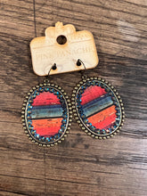 Load image into Gallery viewer, Serape Oval Earring with Iridescent Stones
