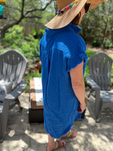 Load image into Gallery viewer, Blue Frayed Button Down Dress
