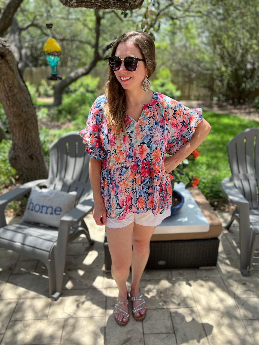 Floral Print Babydoll Top
