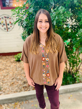 Load image into Gallery viewer, Floral Embroidered Oversized Poncho
