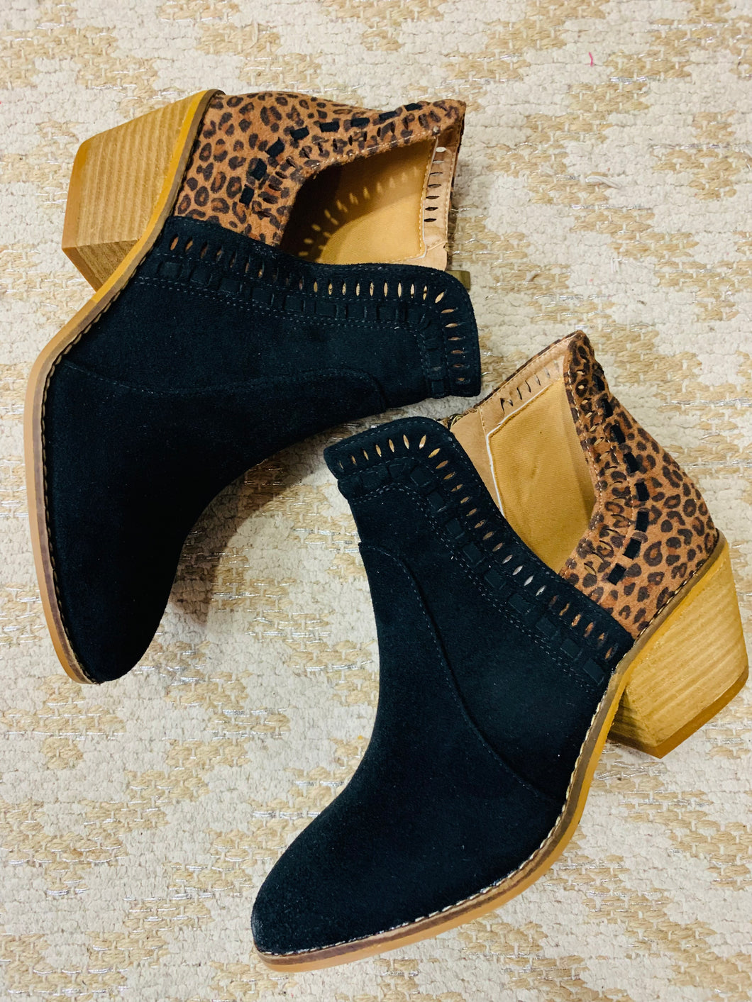 Black & Leopard Sleek Bootie