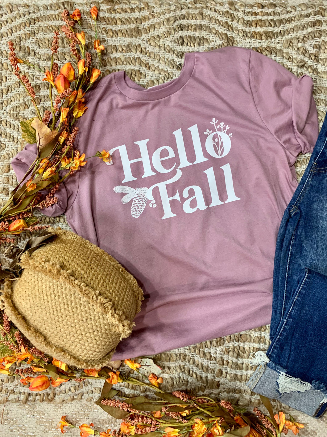 Mauve Hello Fall Tee
