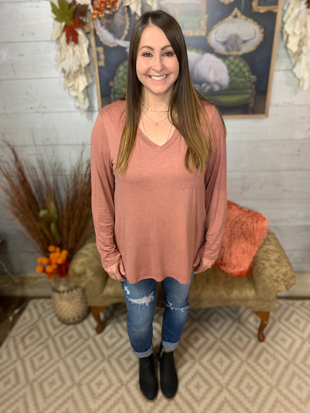 Long Sleeve Basic Pocket Tee