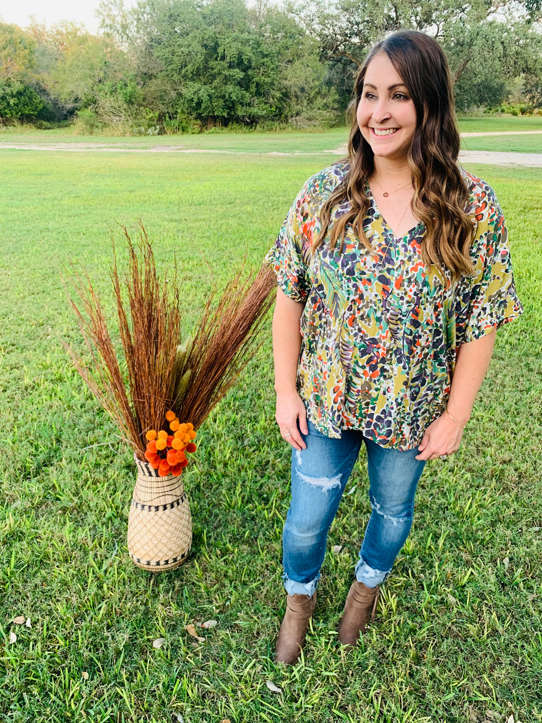 Moss Floral Top