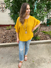Load image into Gallery viewer, Layered Ruffle Sleeve Mustard Top
