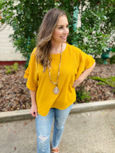 Load image into Gallery viewer, Layered Ruffle Sleeve Mustard Top
