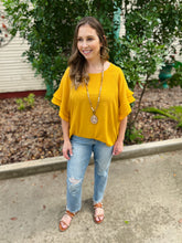 Load image into Gallery viewer, Layered Ruffle Sleeve Mustard Top
