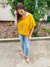 Load image into Gallery viewer, Layered Ruffle Sleeve Mustard Top
