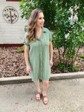 Load image into Gallery viewer, Dusty Sage Button Down Dress
