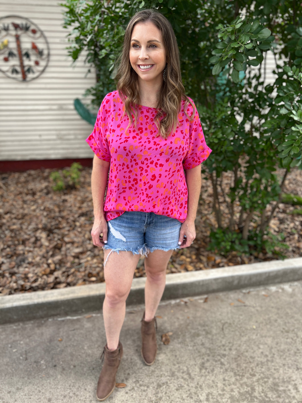 Hot Pink and Red Leopard Top