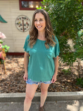 Load image into Gallery viewer, Basic Frayed Edge Teal Top
