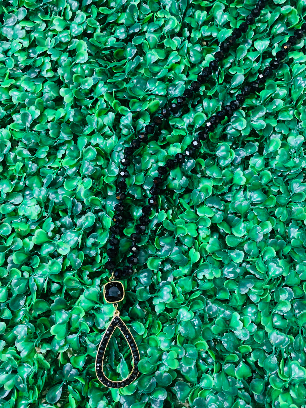 Pink Panache Black Crystal Teardrop Necklace