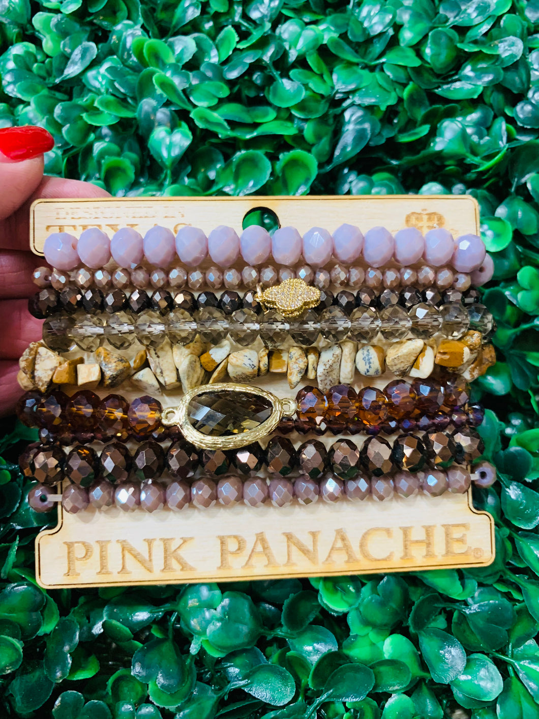 Pink Panache Lilac and Smoke Crystal Bracelets