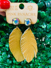 Load image into Gallery viewer, Pink Panache Gold Leather Cushion Cut Earrings
