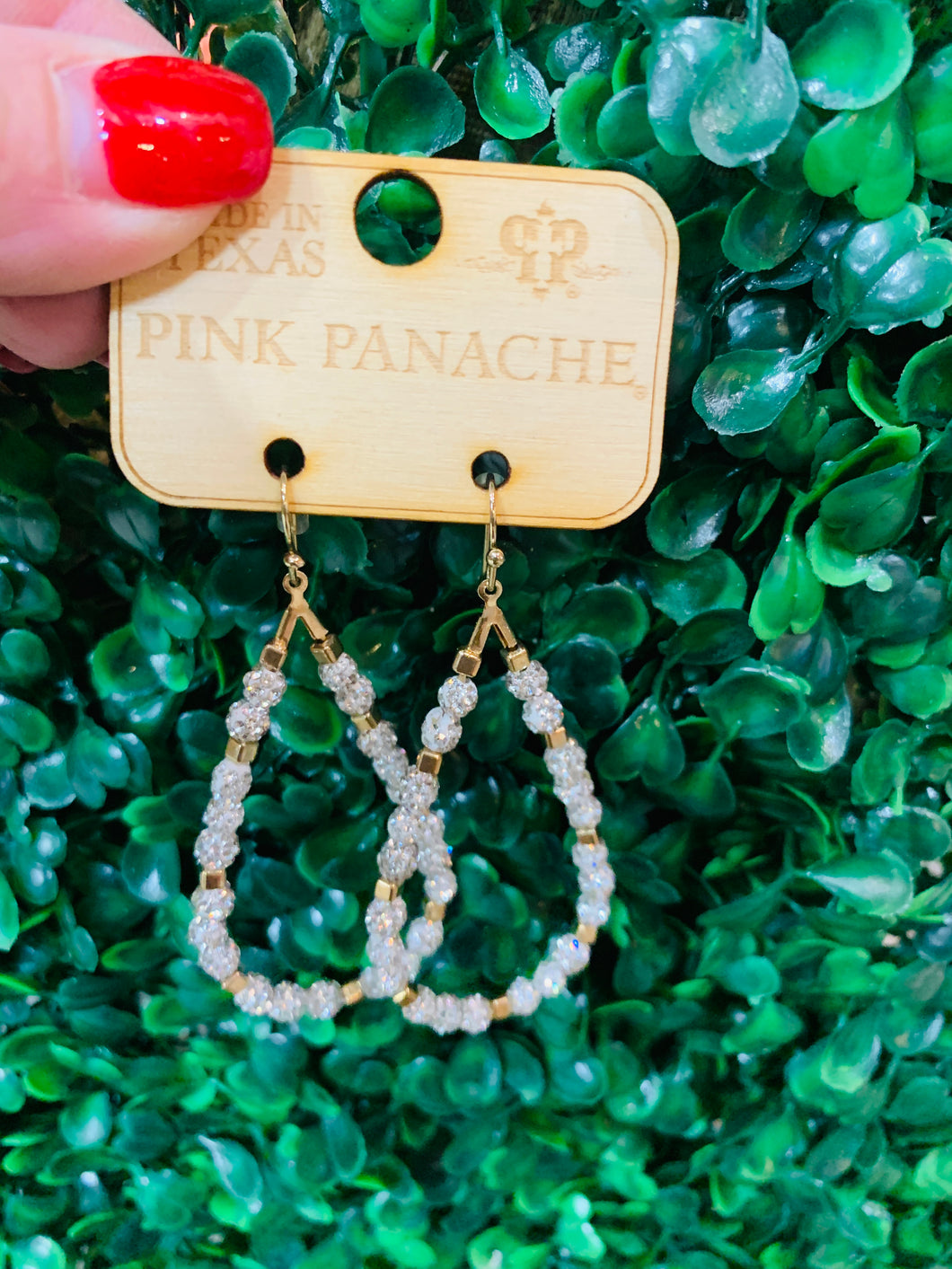 Pink Panache Pave Teardrop Earrings