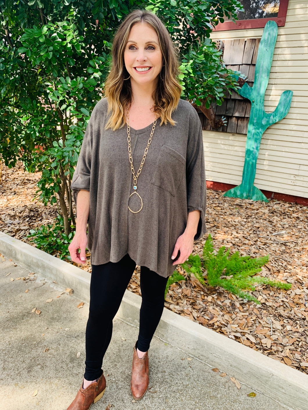 Poncho Style Olive Top