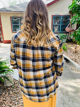 Load image into Gallery viewer, Mustard and Navy Plaid Top
