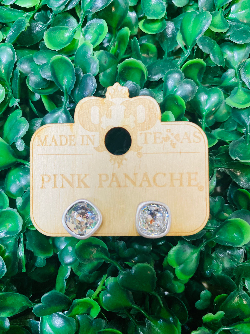 Pink Panache Clear Cushion Cut Post Earring