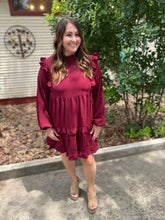 Load image into Gallery viewer, Burgundy Ruffle Tiered Dress
