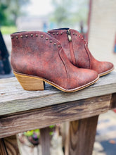 Load image into Gallery viewer, Swifton Cognac Distressed Bootie
