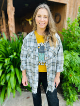 Load image into Gallery viewer, White Plaid Flannel Button Down Shirt
