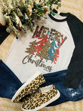 Load image into Gallery viewer, Christmas Cheetah &amp; Turquoise Raglan Tee
