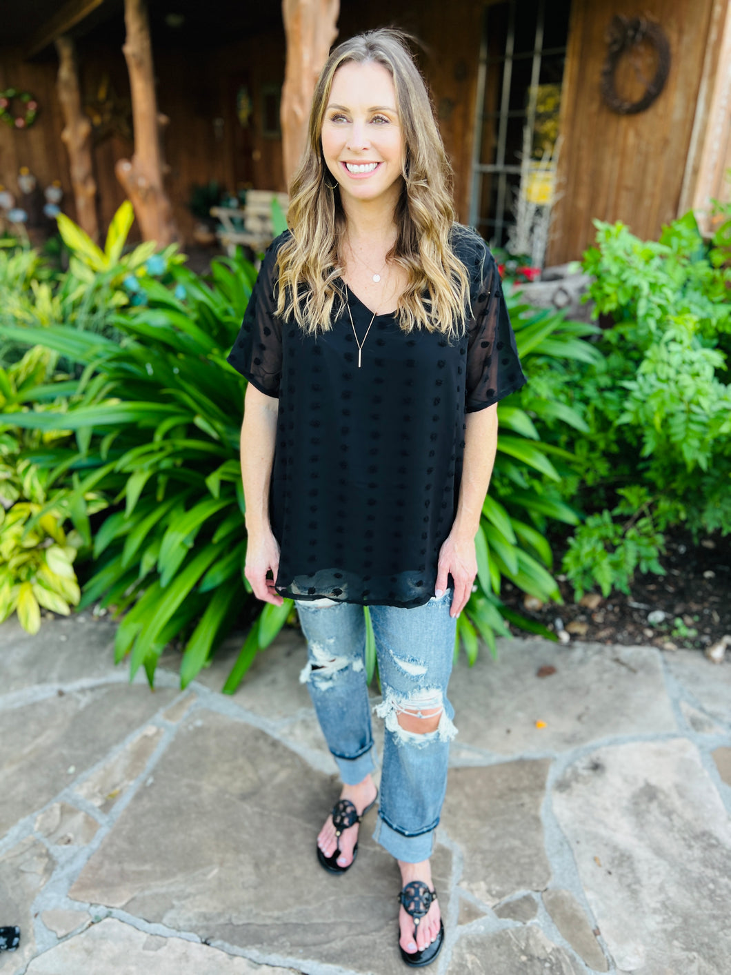 Black Swiss Dot Top
