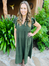 Load image into Gallery viewer, Olive Ruffle Sleeve Midi Dress
