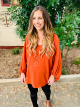 Load image into Gallery viewer, Rust Bubble Sleeve Blouse
