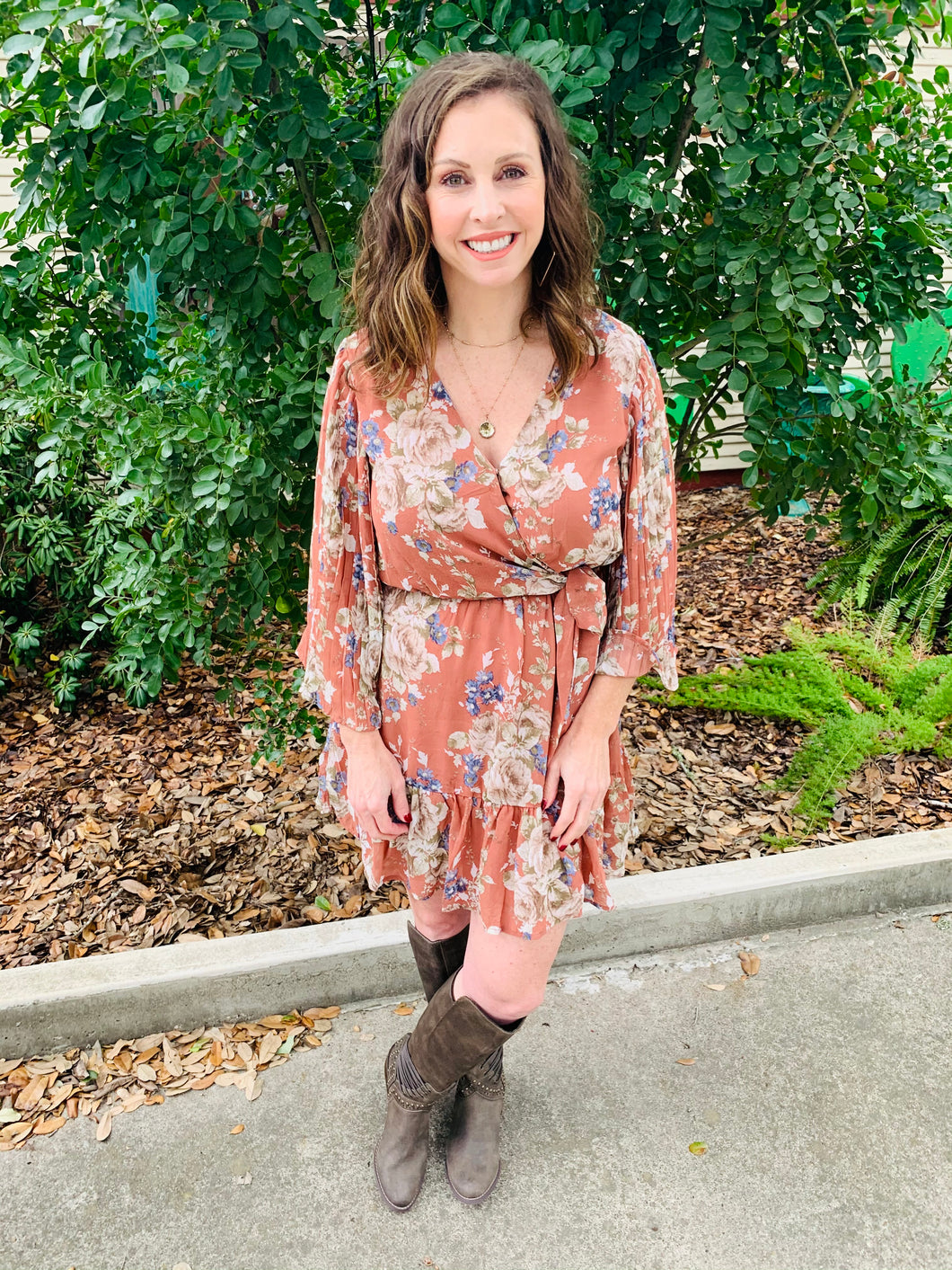 Terra Cotta Floral Dress