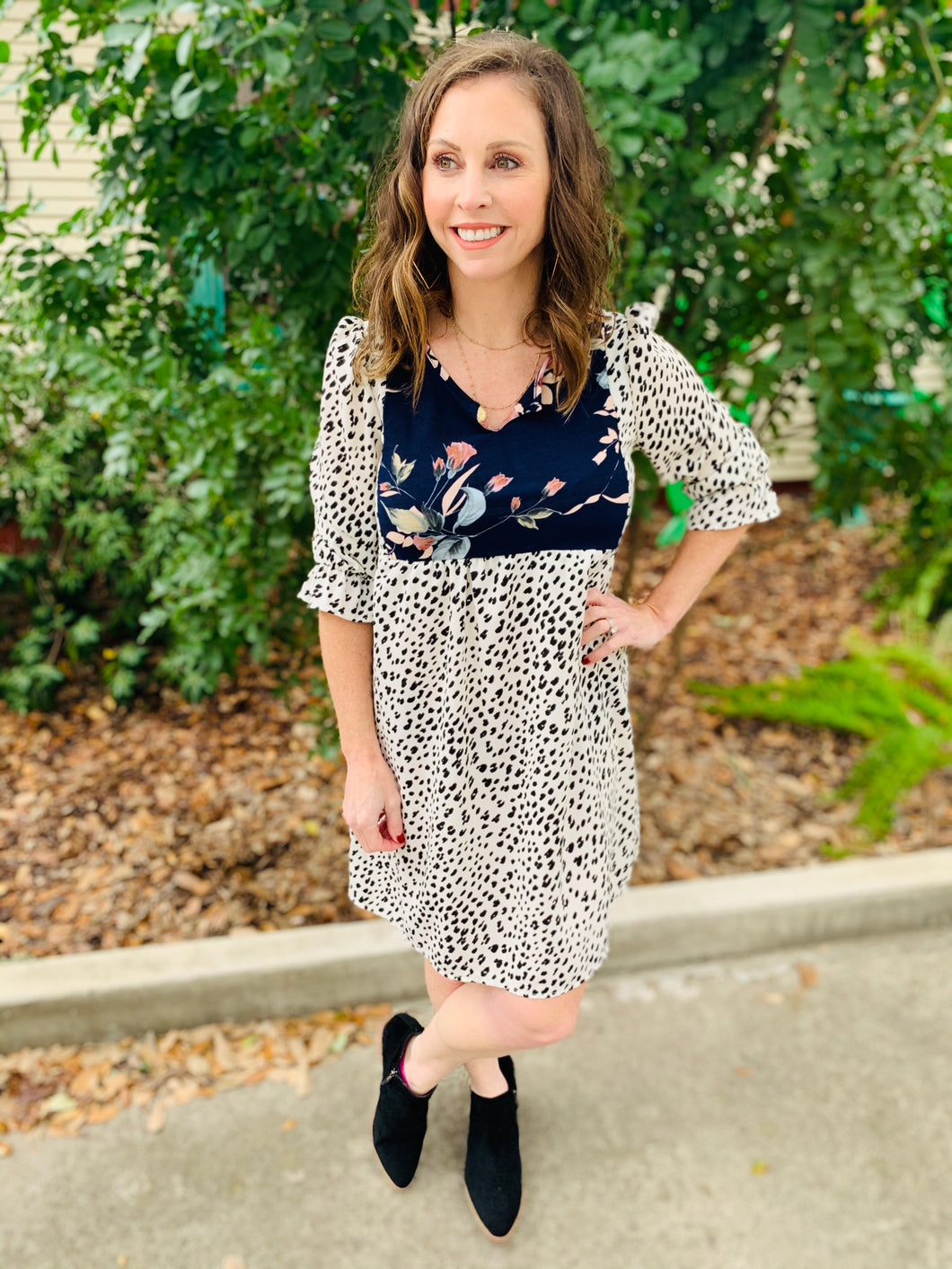 Leopard Dot Floral Dress