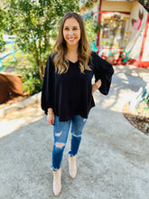 Load image into Gallery viewer, Black Bubble Sleeve Blouse
