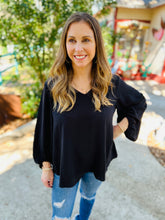 Load image into Gallery viewer, Black Bubble Sleeve Blouse
