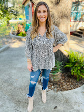 Load image into Gallery viewer, Cream Leopard Spot Hi Low Babydoll Blouse
