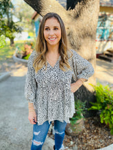 Load image into Gallery viewer, Cream Leopard Spot Hi Low Babydoll Blouse
