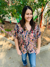 Load image into Gallery viewer, Pink and Navy Floral Top

