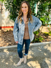Load image into Gallery viewer, Destroyed Lightwash Denim Jacket
