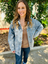 Load image into Gallery viewer, Destroyed Lightwash Denim Jacket
