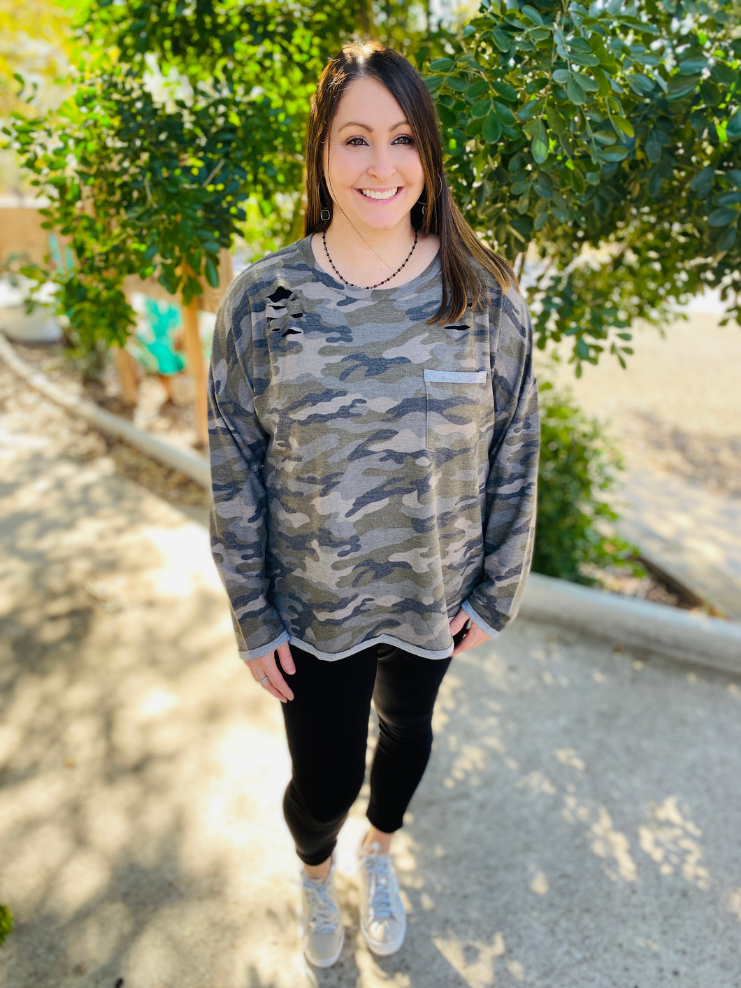 Our Favorite Camo Long Sleeve Pocket Top