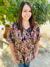 Load image into Gallery viewer, Navy &amp; Peach Floral Top
