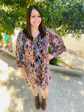 Load image into Gallery viewer, Navy &amp; Peach Floral Dress
