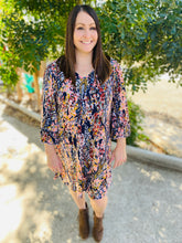 Load image into Gallery viewer, Navy &amp; Peach Floral Dress
