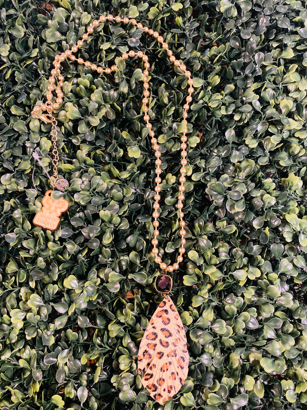Leopard Feather Ball Chain Necklace