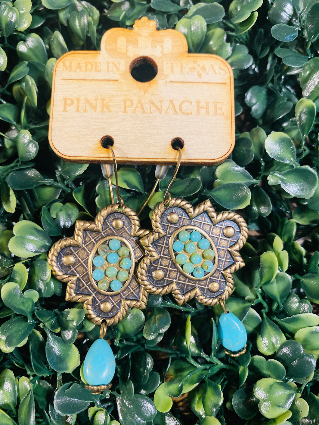 Bronze Mission Window with Turquoise Earrings