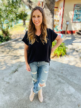 Load image into Gallery viewer, Basic Everyday V Neck Black Blouse
